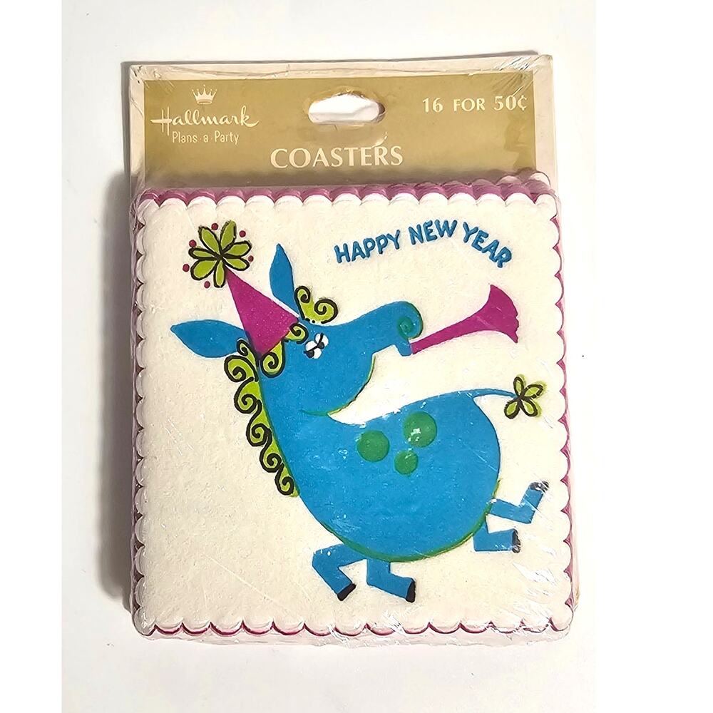 Vintage Hallmark Coasters | NOS | Mid-Century Party Donkey | 3.5" 1960
